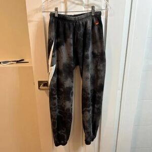 Aviator nation black tie dye sweatpants with white bolt size S